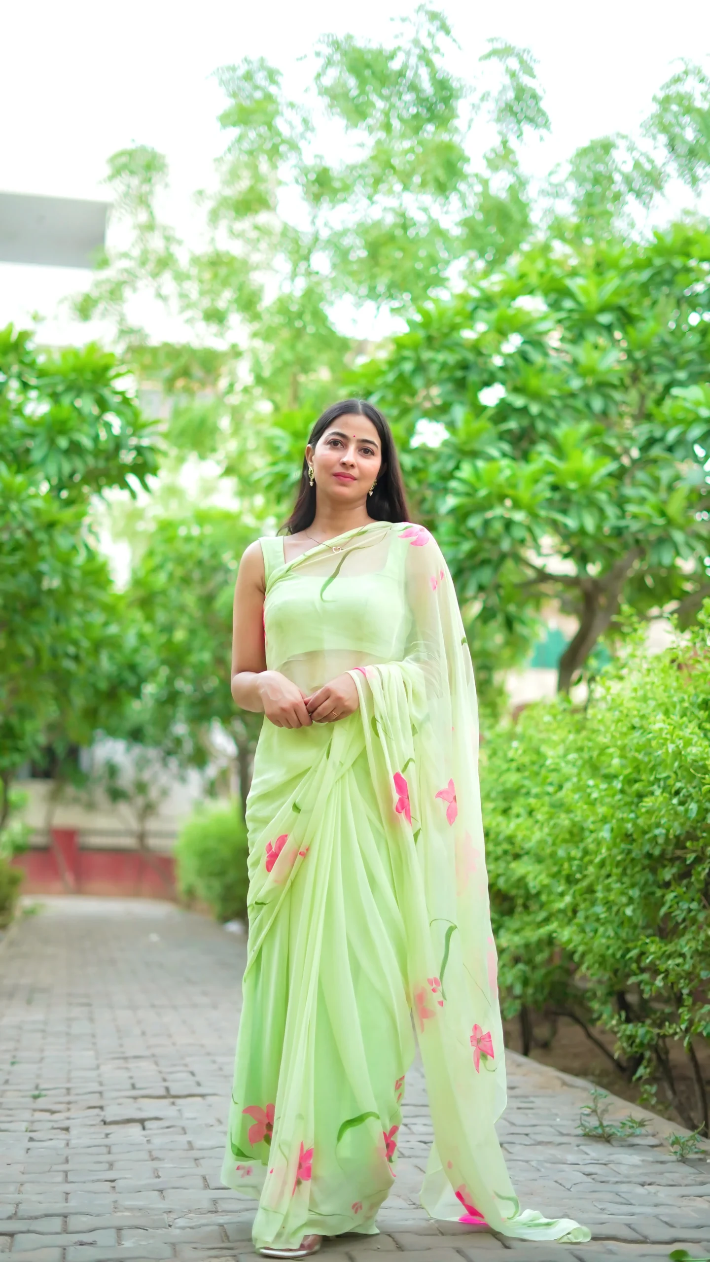 IMG_2194 (2) Bloomsoft Hand-Painted Chiffon Saree - Image 1