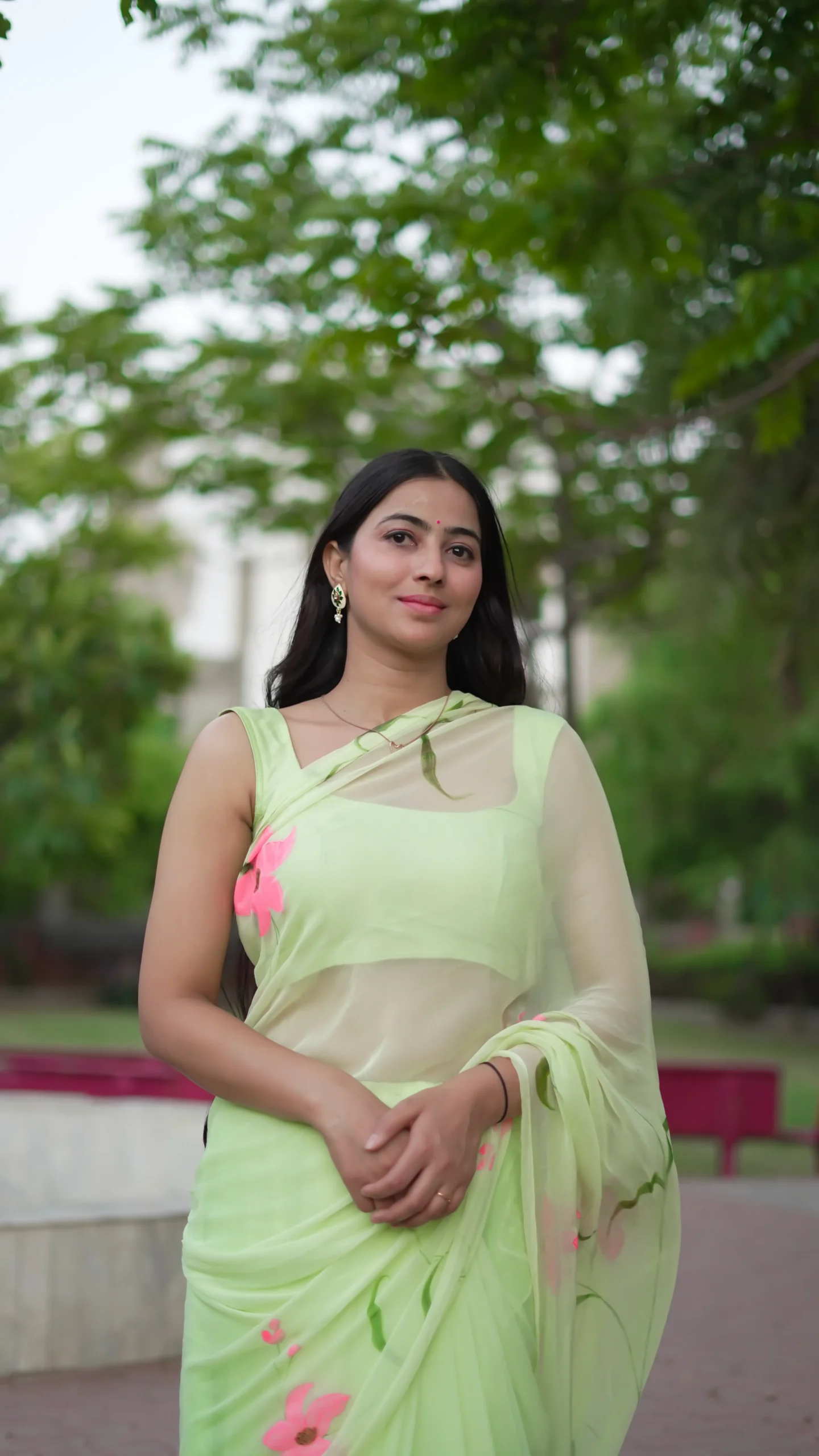 Bloomsoft Hand-Painted Chiffon Saree - Image 2